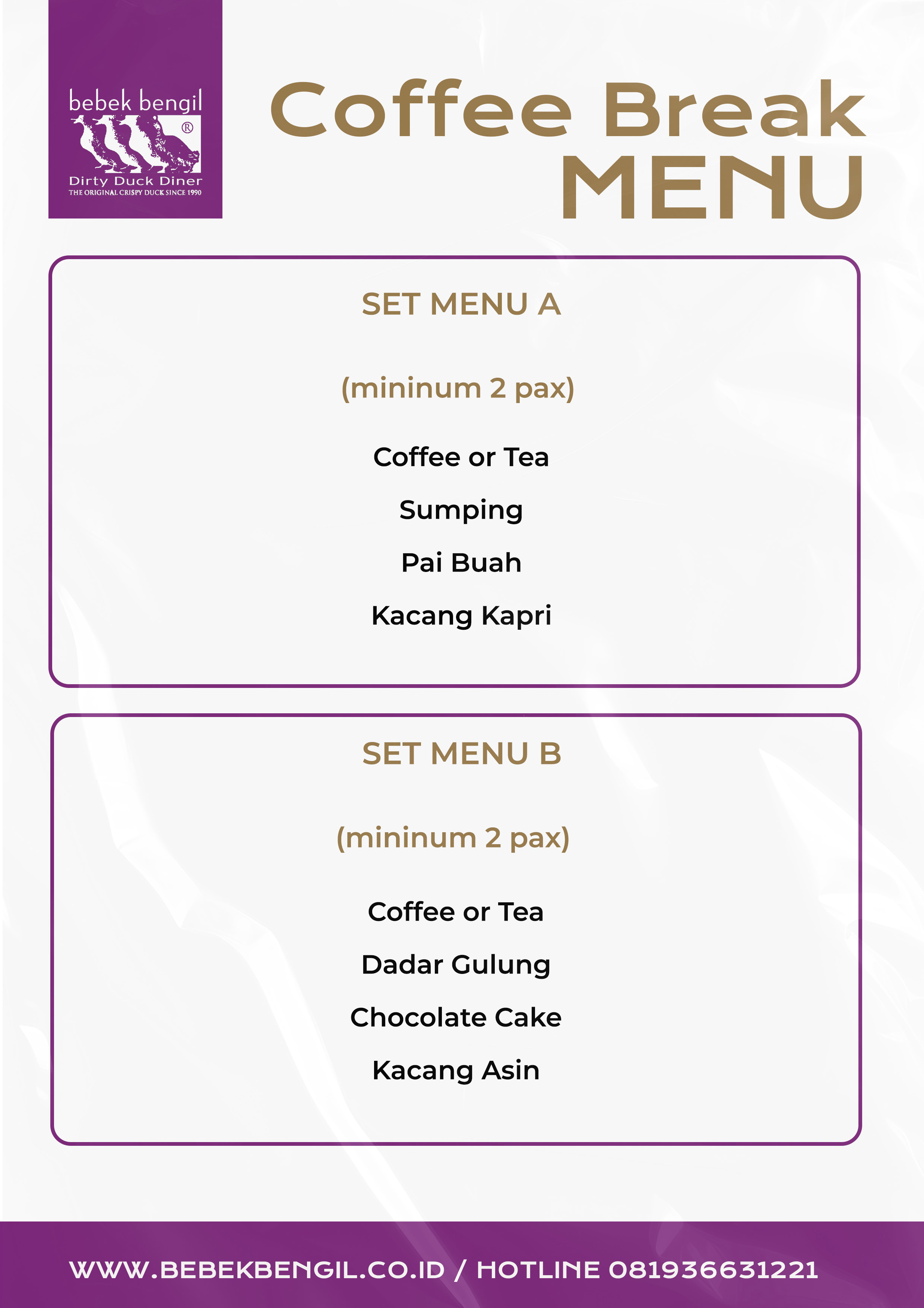 COFFEE BREAK MENU